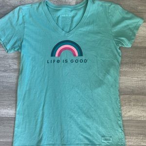 Women’s rainbow Life is Good tee, S